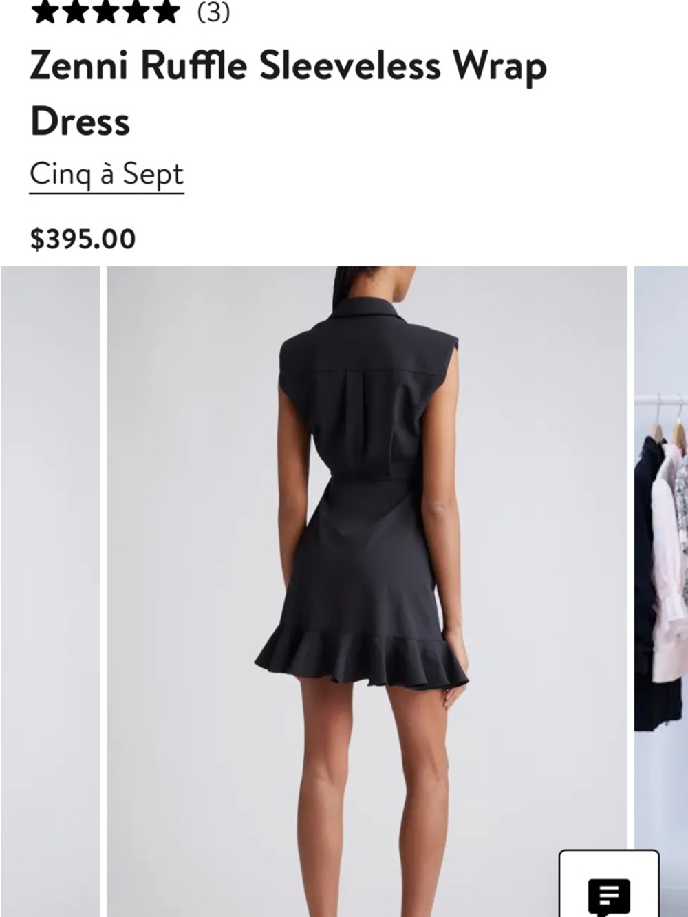Cinq a Sept Black Zenni Ruffle Sleeveless Wrap Mini Dress Flattering & versatile - Picture 4 of 8